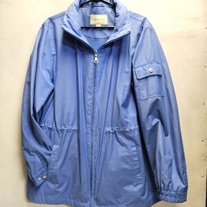 APPLESEED'S blue rain jacket with hideaway hood ~ womens large
